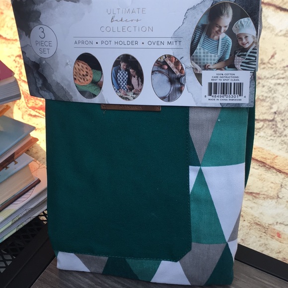 New Eco One 3 pc Set Apron/Oven Mitt/Potholder Housewarming Gift Holiday Hostess - Picture 2 of 3